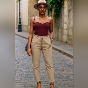 Mango  Beige Ankle Pants